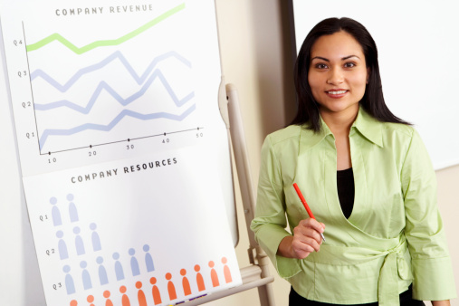 Teacher explaining LMI data on chart on wall