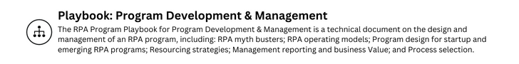 RPA Toolkit: Playbook - Program Development and Management Icon with Copy