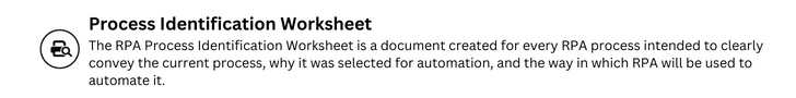 RPA Toolkit: Process Identification Worksheet Icon with Copy