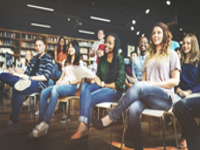 Students in college classroom