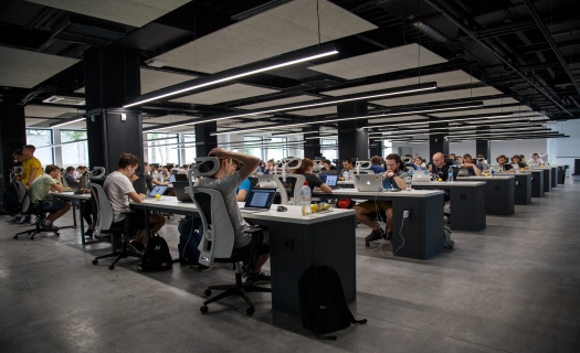 Group of workers in a computer lab