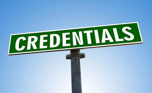 CREDENTIALS Word On Green Road Sign