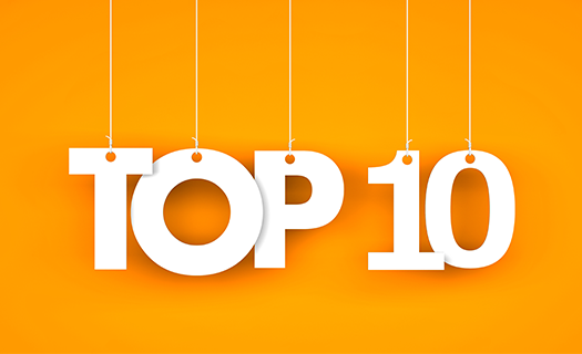 Top 10 being with each letter hung by ropes