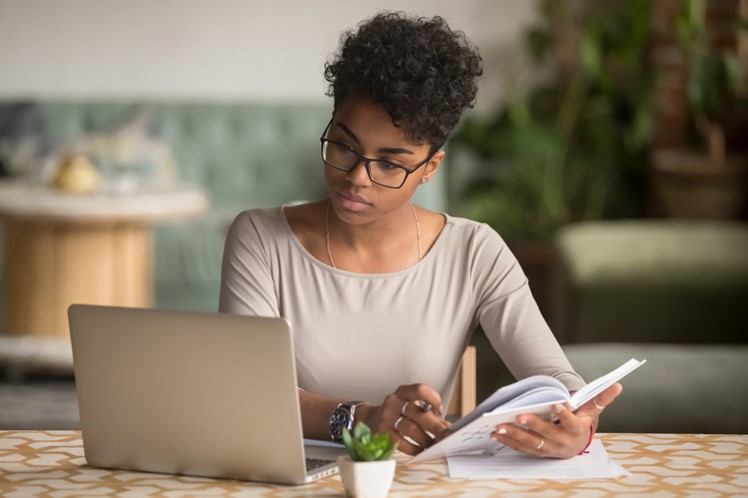 Focused young african american student
