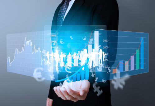 Man holding panorama of charts in hand
