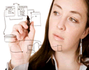 Woman creating diagram
