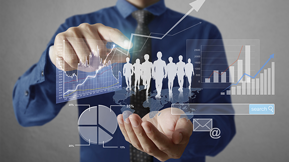 Virtual data being held in a man's hands