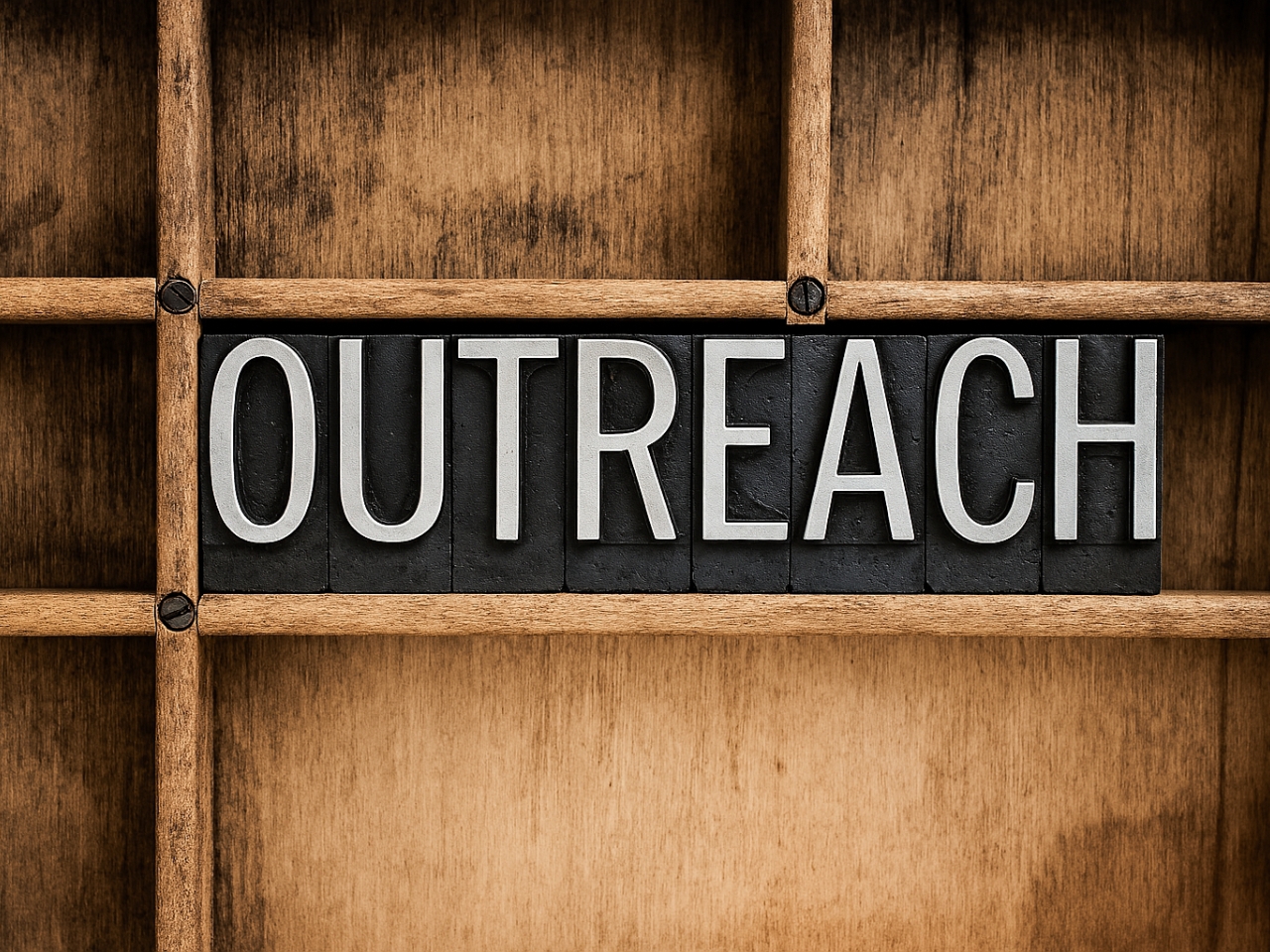 The word "outreach" written in vintage metal letterpress type in a wooden drawer with dividers Credit: Elinedesignservices (Getty Images)
