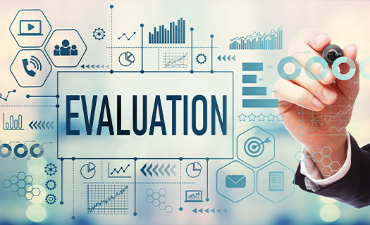 Evaluation with businessman on blurred abstract background.png