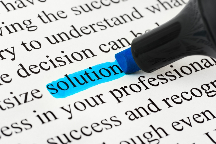 Picture of the word "solution" highlighted in blue