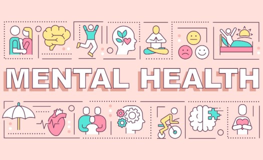 The words "Mental Health" between a collage of related images.
