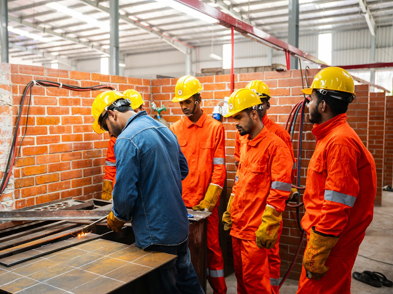 apprentices watch their instructor