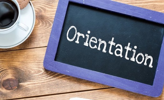 Chalkboard with Orientation written on it