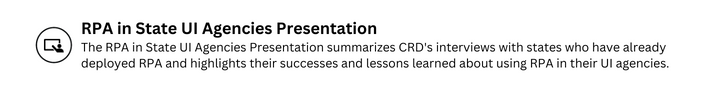 RPA Toolkit: RPA in State UI Agencies Presentation Icon with Copy