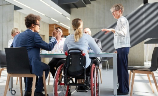 Diverse young workers in a training session