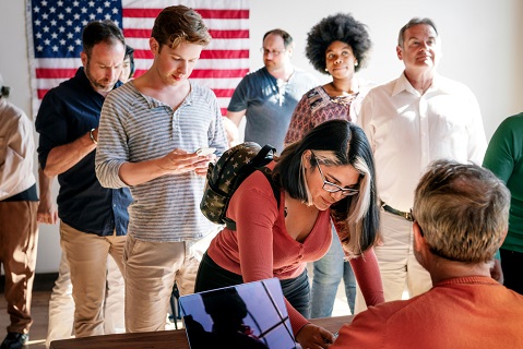 Voters in line