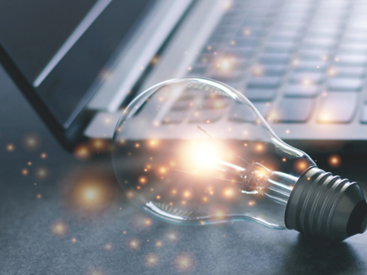 Lightbulb near a computer