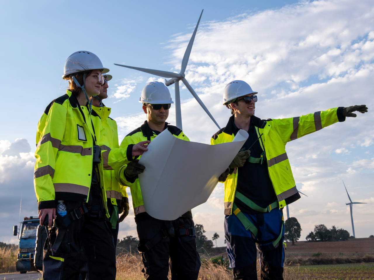 Turbine technicians follow blueprints